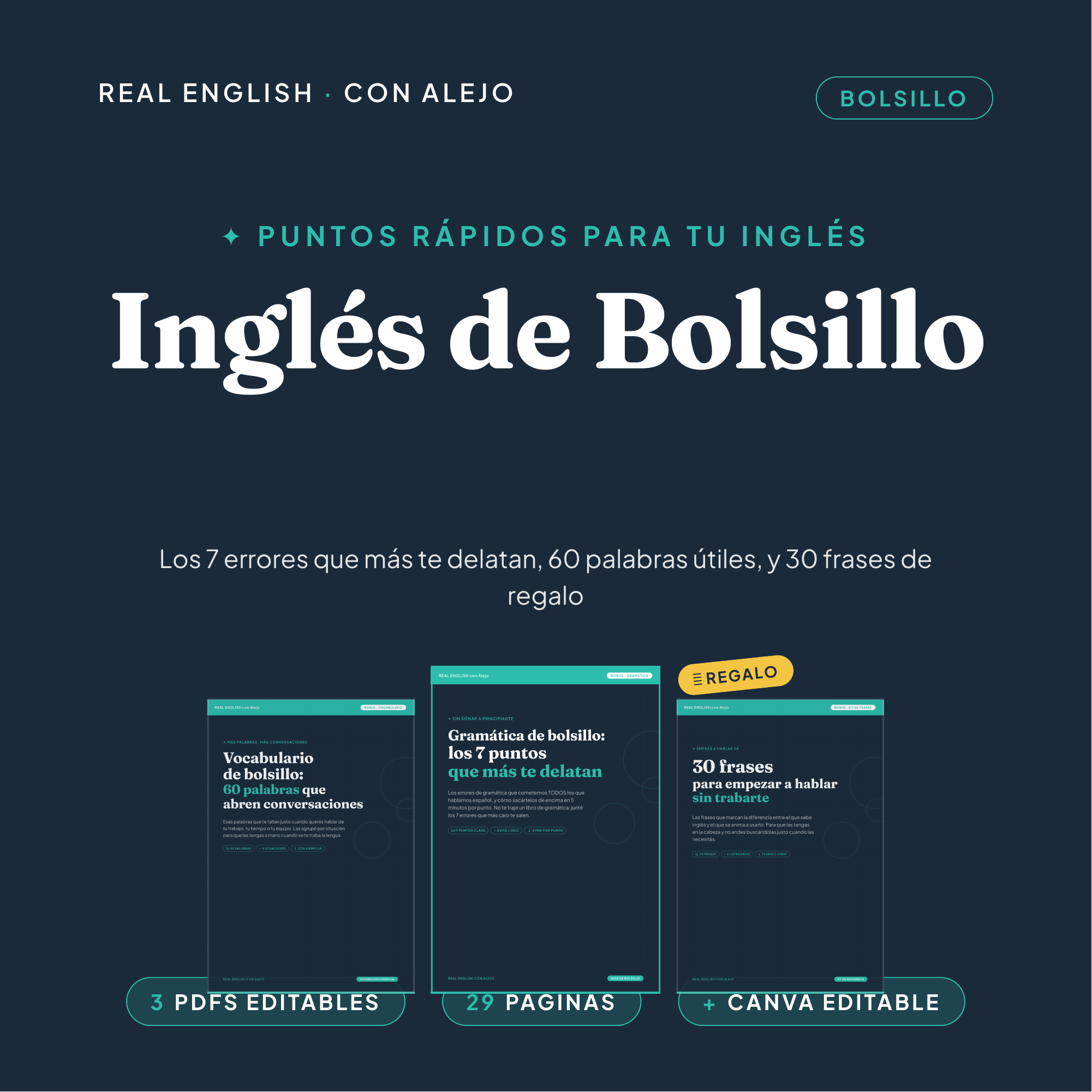 El inglés que te falta, ordenado en 3 guías de bolsillo.